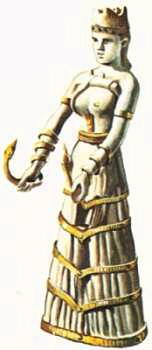 Статуэтка из золота и слоновой кости, изображающая одну из главных критских богинь
